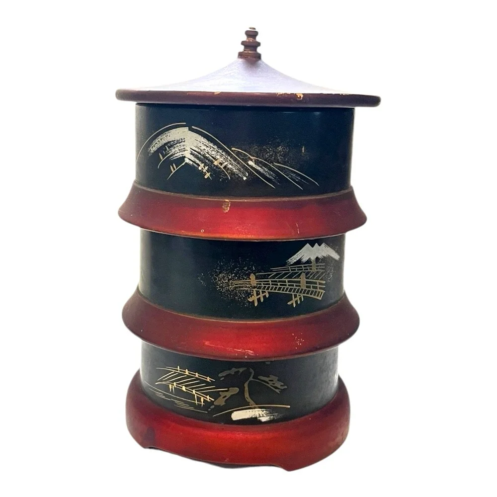 Japanese Style Wood Stacking Bowls Bridge Water Minka